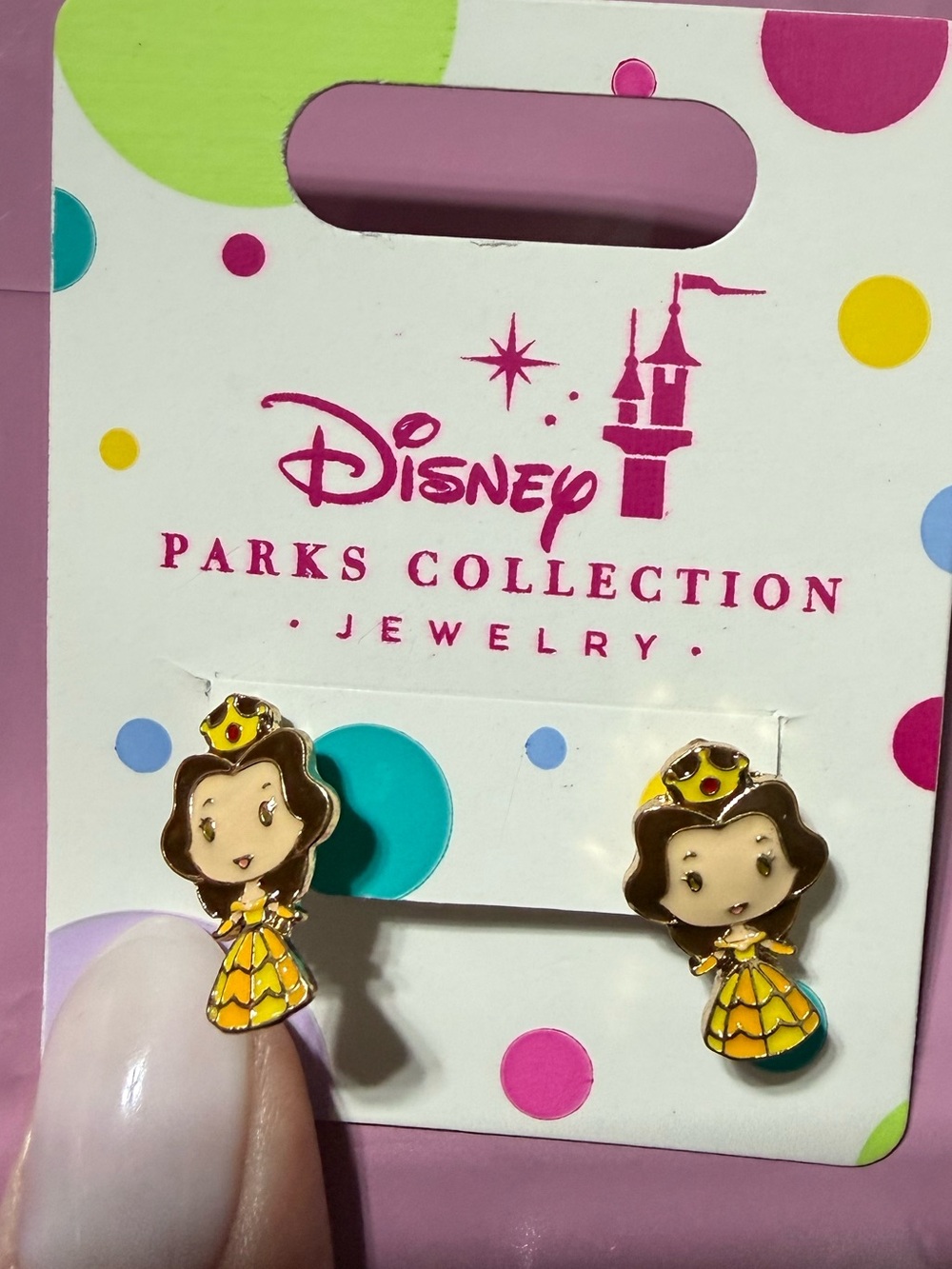 Disney Parks Belle Enamel Princess Stud Earrings NWT